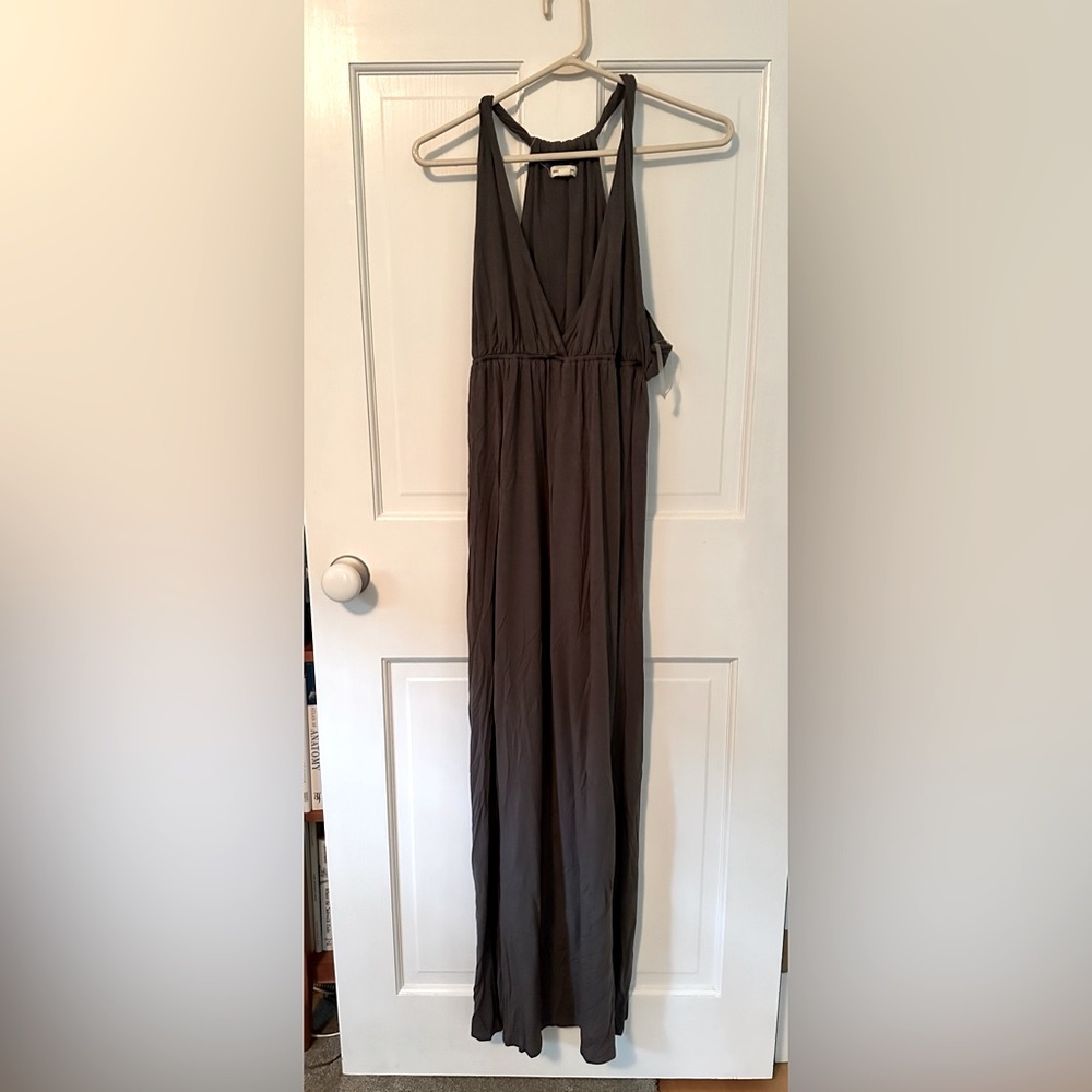 Charcoal gray jersey cotton maxi dress